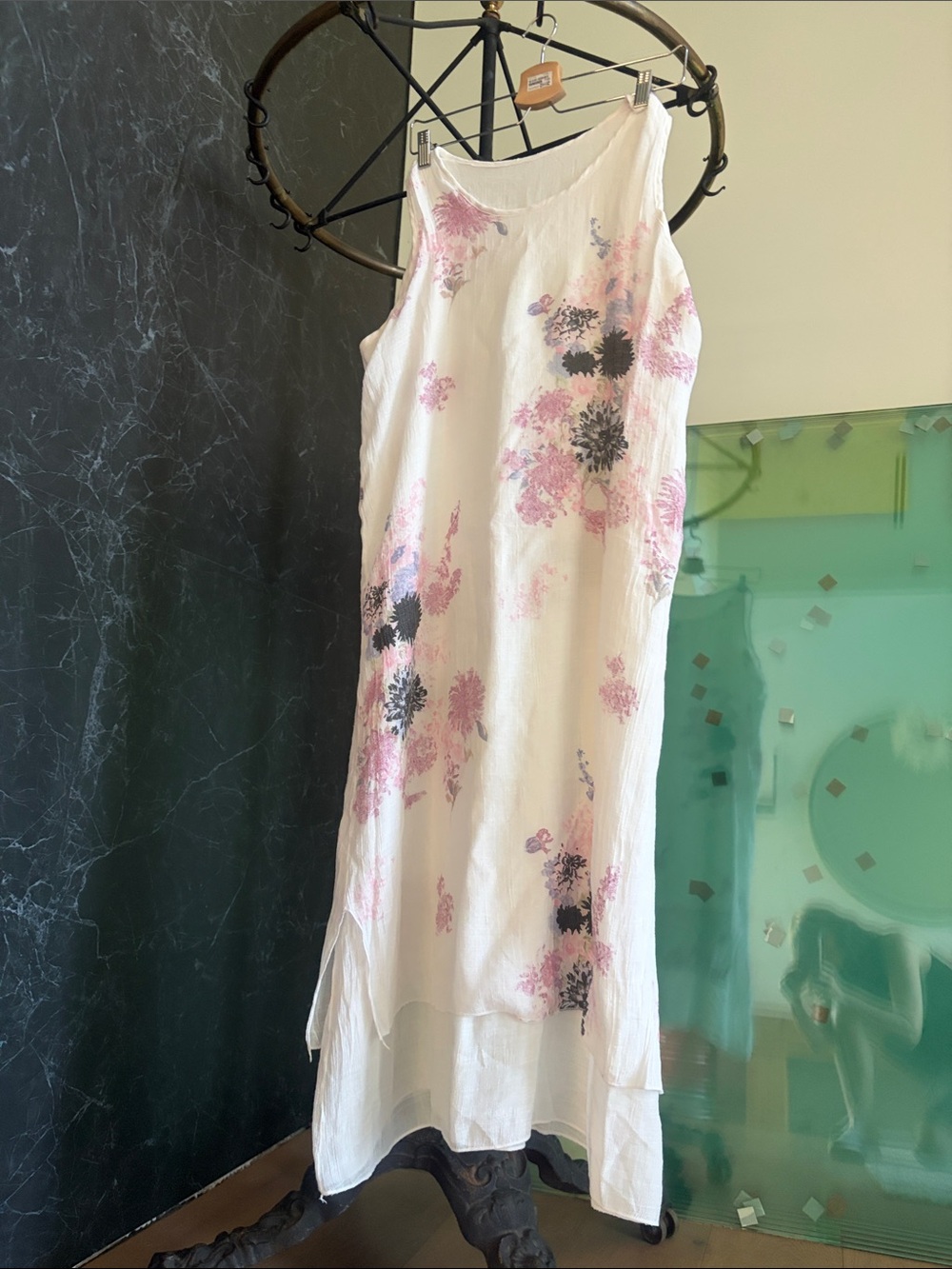 White Floral Sleeveless Midi Dress - Elegant Summer Style